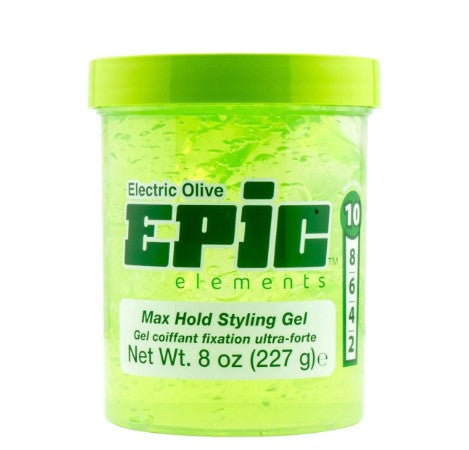 Epic Haircare Unisex Max Hold Styling Gel - Electric Olive Formula, 8oz