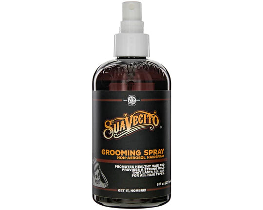 Suavecito Grooming Non-Aerosol Hairspray for Men - 8 oz - Classic Barber Scent, Medium Shine, Strong Hold Hair Spray - Works on all Hair Types & Textures