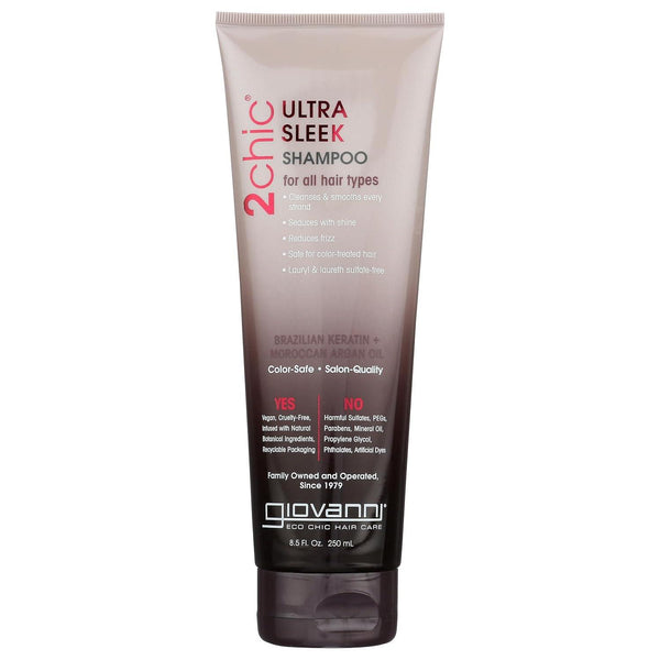 Giovanni 2Chic Ultra Sleek Haircare Shampoo - Coconut, Shea & Argan Oil Cleanser, 8.5 Fl Oz