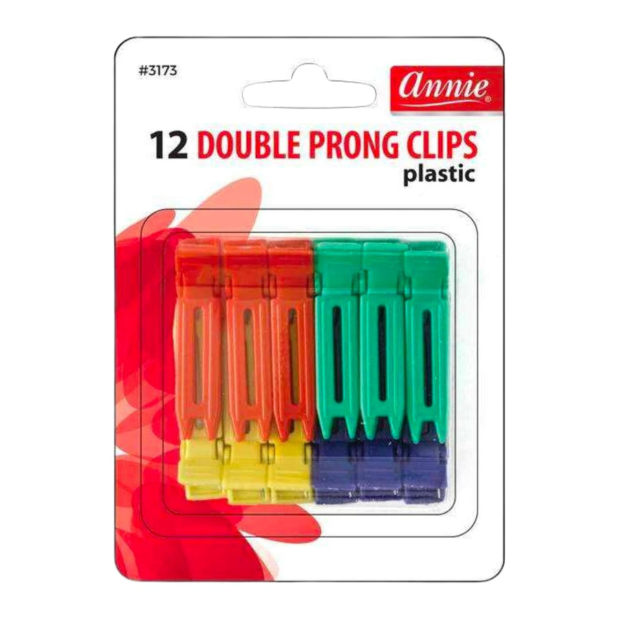 Adults' Modern Plastic Double Prong Hair Clips #3173 - 12 Count, 1 Pack, Multicolor Fashion Hair Accessories