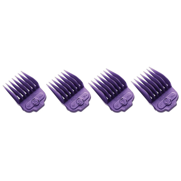 Andis Magnetic 4-Piece Hair Cutting & Grooming Comb Set - Large Purple, Sizes 5 (5/8"), 6 (3/4"), 7 (7/8"), 8 (1"), for Any Hair Grooming Needs