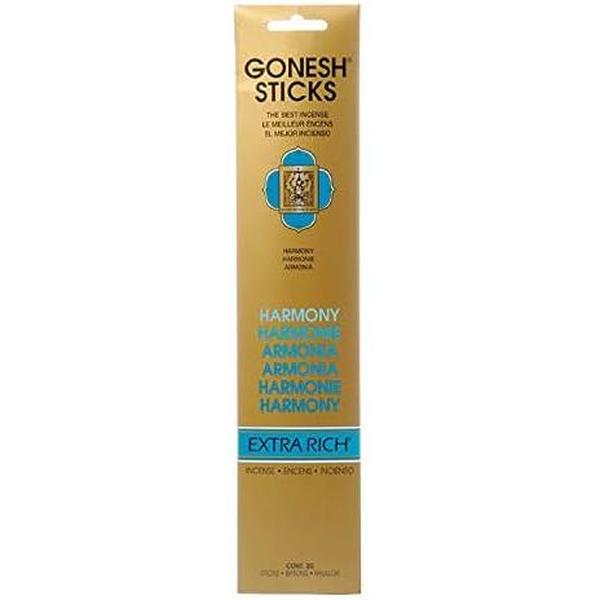 Gonesh Charcoal Incense Sticks - Extra Rich Collection Harmony Flower Aroma Freshener, Fragrant Burn, 20-Piece Stick Pac