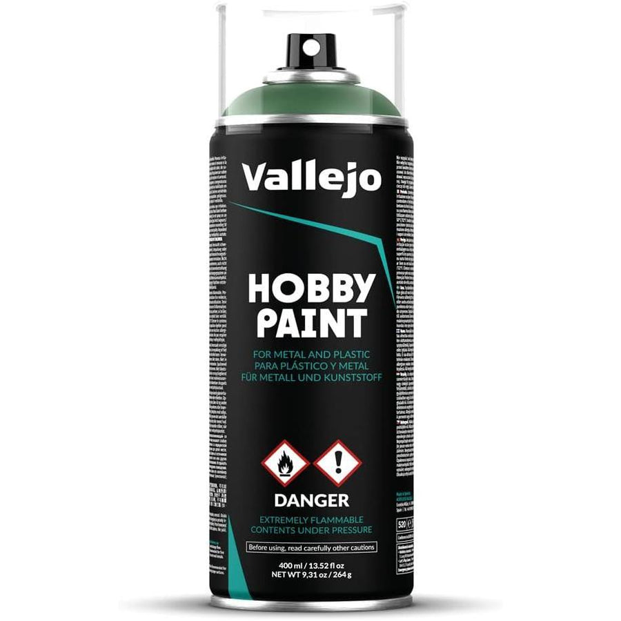 Vallejo Hobby Paint Spray - Fantasy Sick Green, 400ml (13.5 fl.oz.), Matt Finish, Self-Leveling, 2 Different Nozzles for