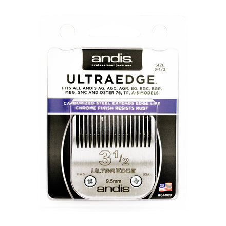 Andis 64089 Heavy-Duty Detachable Carbon Steel Clipper Blade - Stainless-Steel, Close-Cutting, Long-Life, 3-1/2 Size, 3/8-Inch Cut Length, Chrome, Compatible with Most Beauty & Personal Care Hair Trimmer Series