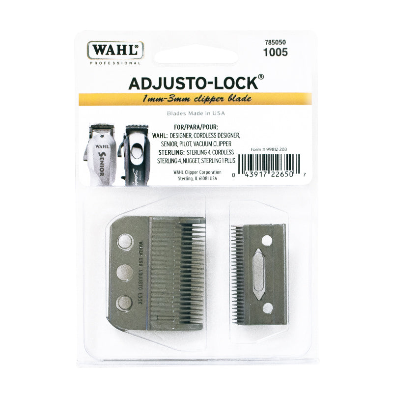 Wahl Professional 3-Hole Standard Clipper & Trimmer Blade, 1mm-3mm Adjusto-Lock Replacement for Designer, Senior, Pilot, Nugget, Sterling 1 Plus, Sterling 4 Clippers (Metal Blade)