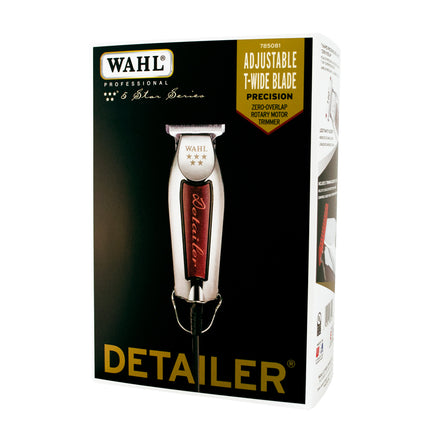 WAHL Professional Detailer Trimmer - Burgundy Barber Hair Trimmer, Corded Lightweight Rotary Motor, Stainless Adjustable T-Blade, 3 Guide Combs and Accessories