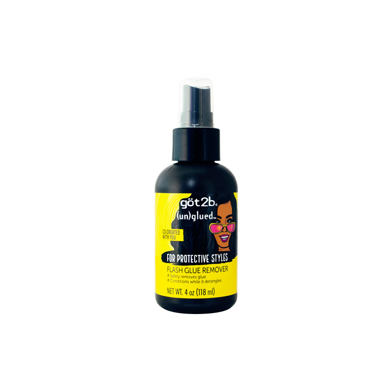got2b (un)glued Flash Glue Remover, 4 Fl Oz, Wig Glue and Tape In Extension Remover for Human & Synthetic Hair, Gently Removes Bonding, Dermatologist-Tested, Formulated with Aloe Vera & Castor Oil