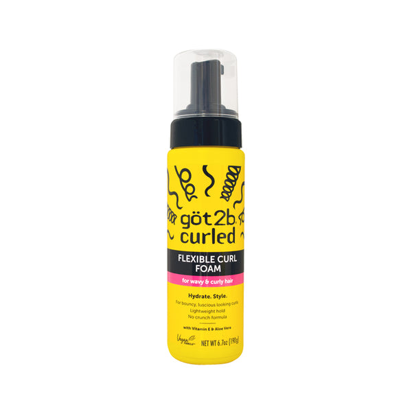 Got2B Curled Flexible Curl Foam, 6.7 Fl Oz, Hair Mousse for Frizz Control and Heat Protection, Lightweight Hold, No-Crunch Definition for Wavy & Curly Hair Styling, Aloe Vera & Vitamin E Infused
