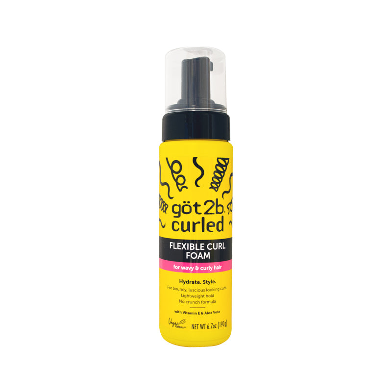 Got2B Curled Flexible Curl Foam, 6.7 Fl Oz, Hair Mousse for Frizz Control and Heat Protection, Lightweight Hold, No-Crunch Definition for Wavy & Curly Hair Styling, Aloe Vera & Vitamin E Infused