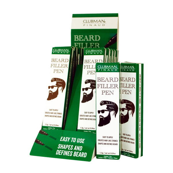 Clubman Pinaud Beard Filler Pen - Liquid Hair Care Tool for Creating Hair-Like Strokes, Single Item (Black)