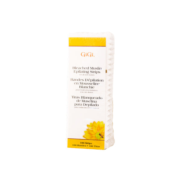 GiGi Bleached Muslin Wax Strips for Waxing – 100 Count Epilating Wax Strips for Hair Removal, Ideal for Facial and Body Waxing, Spa Use