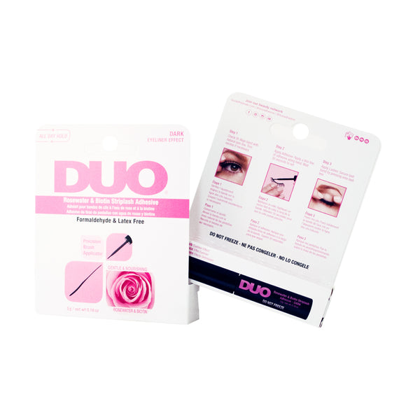 Eyelash Glue - Rosewater & Biotin Strip Lash Adhesive with Eyeliner Effect, Dark Tone, 0.18 oz
