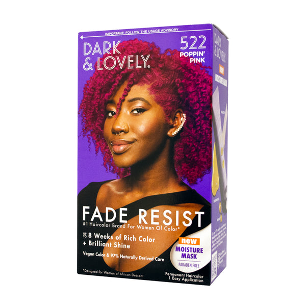 Softsheen-Carson Dark and Lovely Hair Dye, Fade Resist Hair Color with Conditioning Mask, Poppin Pink, 1 Kit