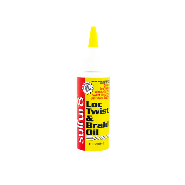 Sulfur 8 Loc Twist & Braid Oil 4 oz – Moisturizing Hair & Scalp Oil for Locs, Twists & Braids, Helps Condition, Prevent Dryness & Breakage, Adds Shine & Manageability for All Hair Types