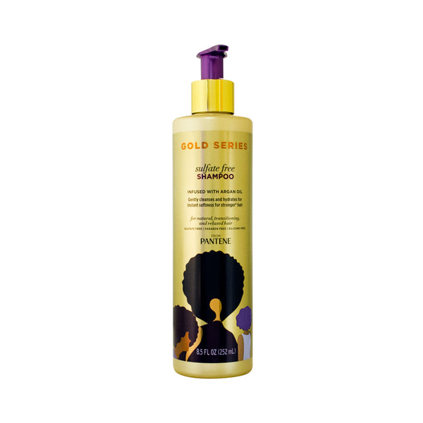 Pantene Gold Series ProV Argan Oil Sulfate-Free Shampoo for Natural & Curly Textured Hair, 8.5 Fl Oz Haircare Product