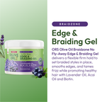ORS Olive Oil Braidzone Edge & Braiding Gel - 8 oz Unisex Haircare Product with Lavender, Acai, Biotin for Normal Hair & Scalp, Fights Frizz, Creates Smooth Styles