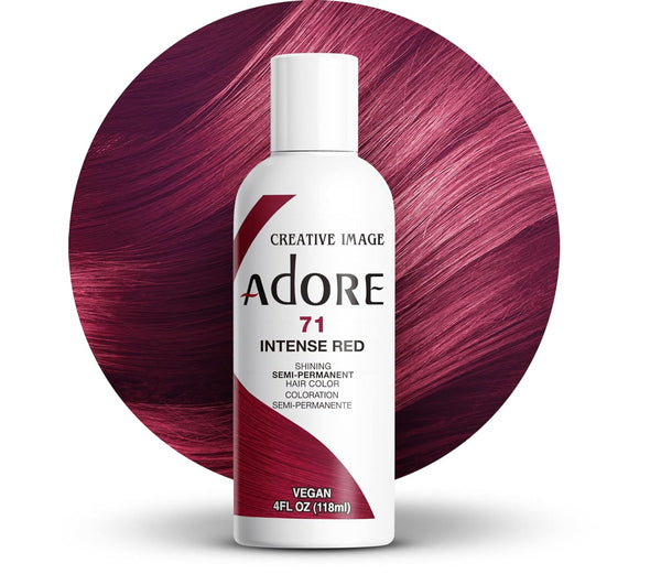 Adore Semi Permanent Hair Color (071 Intense Red) | Vegan & Cruelty-Free Red Hair Dye | No Ammonia, No Peroxide, No Alcohol | 4 Fl Oz