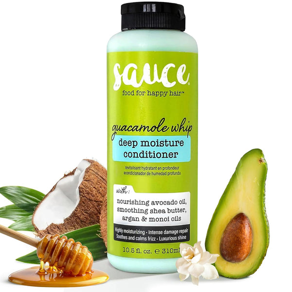 Sauce Beauty Guacamole Whip Hydrating Conditioner Hair Mask (10.5 Fl Oz) - Deep Moisture Care with Shea Butter, Avocado, Argan, Monoi, Coconut Oils, Honey, Fragrance for Scented Frizz Control, Repair for Adults