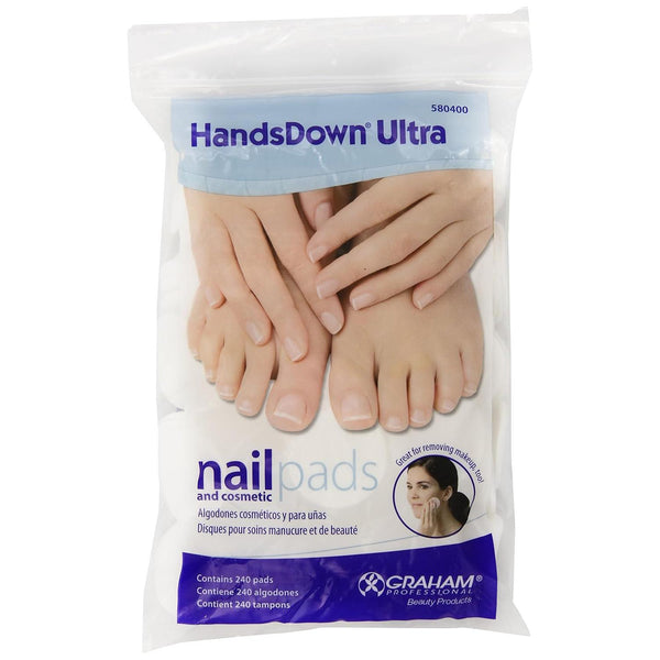 Graham Hands Down Ultra Nail and Cosmetic Pads, White, 240 Count