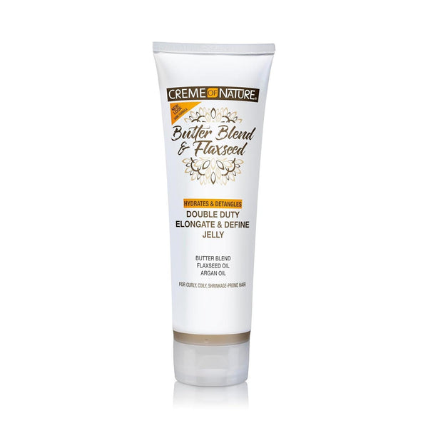 Creme of Nature Double Duty Elongate and Define Jelly with Butter Blend Flaxseed and Argan Oil, Moisture-Rich, Anti-Shrinkage & Curl-Defining for Natural Hair, 8.4 fl oz