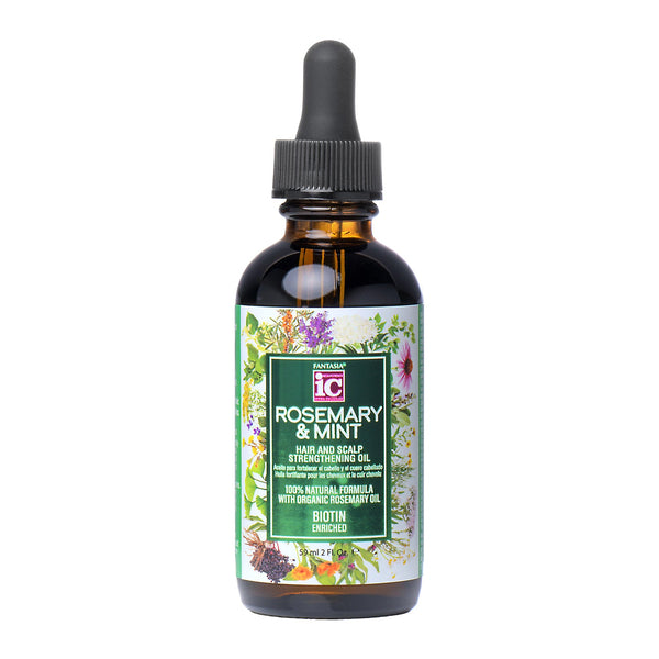 Fantasia IC Organic Biotin Rosemary Oil - 2 oz Daily Dry Hair and Scalp Strengthening Treatment with Mint