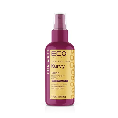 Eco Style Texture Edit Kurvy Shine Lightweight Haircare Gel Cream - 6 oz, Frizz Control, Rich Nutrients, Moisture for Type 2a-2c Wavy & Curly Hair