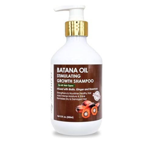 By Natures Batana Oil Stimulating Growth Haircare Shampoo (12 fl.oz) - Single Item Liquid Cleanser for Adults, Infused with Biotin, Ginger, Rosemary for Cleansing, Lightweight Anti-Frizz Haircare