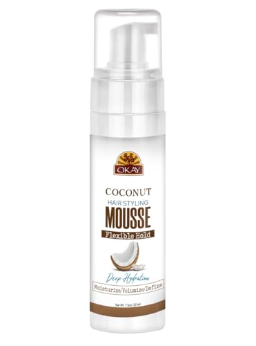 OKAY Coconut Hair Styling Mousse - 8 oz (222 ml), Unisex Formula for Normal Hair