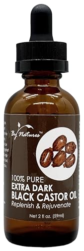 By Natures 100% Pure Extra Dark Black Castor Oil, 2.0 Fl Oz (60 ml Equivalent to 20 ml Option), Pack of 1