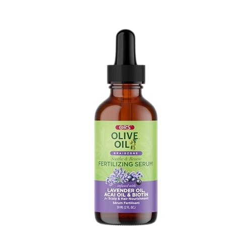 ORS Olive Oil Braidzone Fertilizing Haircare Serum - Liquid Formula with Lavender, Acai, Biotin for Dry Hair & Scalp, 2 oz (1)