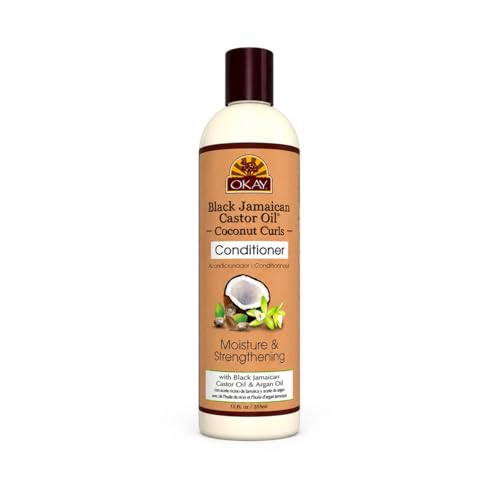OKAY Black Jamaican Castor Oil & Coconut Curls Haircare Conditioner - 12 oz/355 ml, Hydrating Moisturizer with Argan Oil to Restore Dry Curls