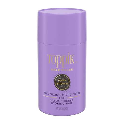 Toppik Organic Keratin Hair Styling Powder - Dark Brown Hair Filler for Adults, 12g
