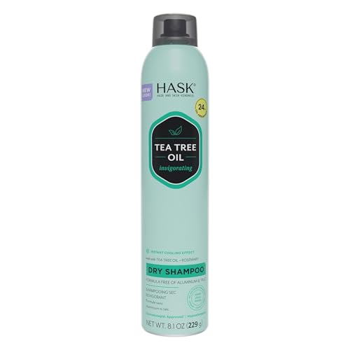 HASK Tea Tree Invigorating Dry Shampoo for Oily, Itchy Scalps (Adult Haircare) - Oil Control, Oil Absorption, Scalp Rebalancing, Hypoallergenic, Sulfate- & Paraben-Free, Cruelty-Free - 8.1oz Single Item