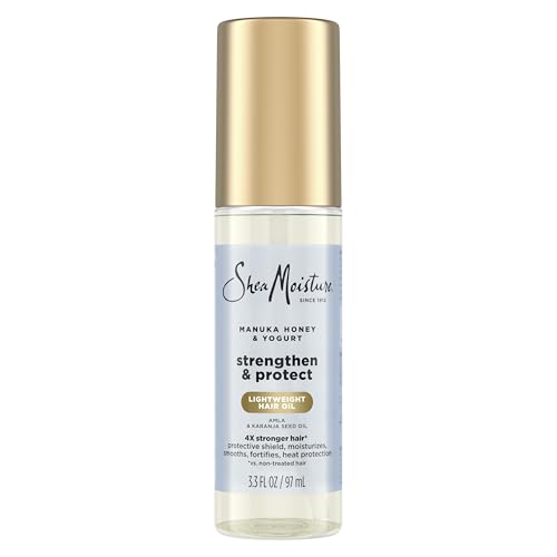 SheaMoisture Strengthen & Protect Hair Oil for Adults, Manuka Honey & Yogurt Formula with Amla Oil, Hydrating, Moisturizing, Lightweight & Smooth, Reduces Heat Damage, 3.3fl oz, Hydrate, Moisturize