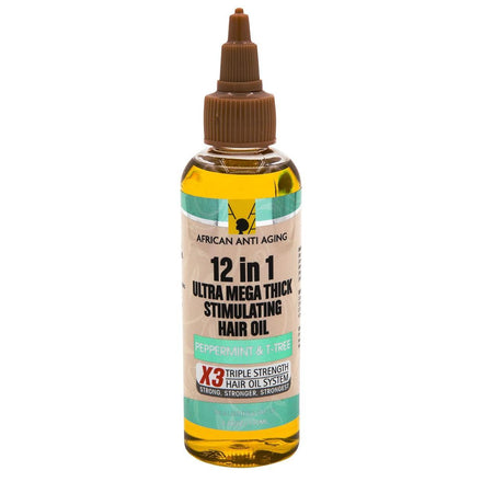 12 In 1 Ultra Mega Thick Stimulating Hair Oil Peppermint & T-Tree 3.38 Oz (Pack of 1)