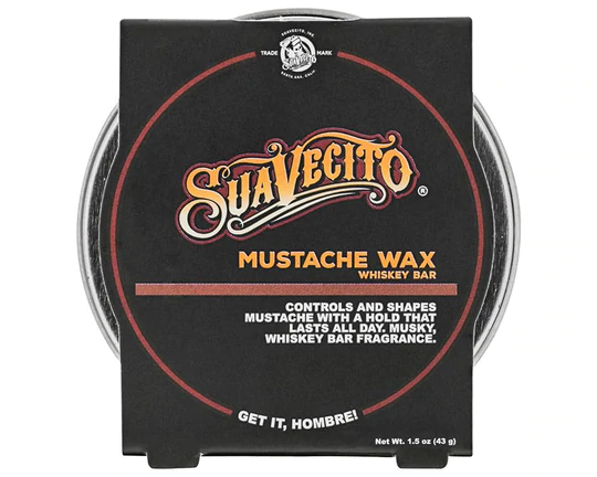 Suavecito Mustache Wax - Whiskey Bar (1.5 oz) - Male Haircare Scented Cream, Portable Travel Tin, All-Day Hold for Curly Hair Control, Moisturizing Facial Grooming Moisturizer