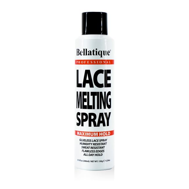 Bellatique Lace Melting Spray (6.67 oz) - Maximum Hold. Flawless Edges, Quick & Easy, Fast Drying, Humidity Resistant, Sweat Resistant, All Day Hold, Quick Drying, Flake Free, Easily Removed.