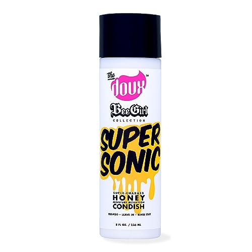 The Doux Supersonic Honey Condish 3-in-1 Detangling Haircare Conditioner for Curly Hair Adults - Leave-In, Rinse-Out - Aloe, Honey, Amino Acids, Vitamins Infused - Moisturizer, Hydrating, Frizz-Contro