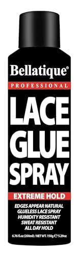 BELLATIQUE Unisex Haircare Lace Glue Spray (6.76 oz) - Extreme All Day Hold, Natural-Looking Edges, Humidity Resistant, Sweat Resistant, Quick Drying, Flake Free, Easy Removal