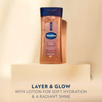 Vaseline Glazed and Glisten Sunlit Glow Body Gel Oil - Scented Vanilla Cocoa Fragrance, Silky Radiant Shimmering Moisturizer, Ultra-Hydrating Lipids Blend, 100% Pure Cocoa Butter, 6.8 Oz