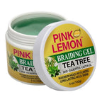 PINK LEMON Braiding Gel - Tea Tree - Maximum Hold, No Flaking, Long Lasting Hold, High Shine. For Micro, Inter, Dread, Faux, Loc, Twist, Braid, Edge. (5 oz)