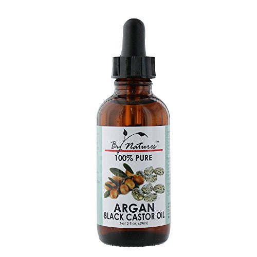 By Natures Argan Black Castor Oil - 100% Pure, 2oz Haircare Moisturizer to Hydrate Hair