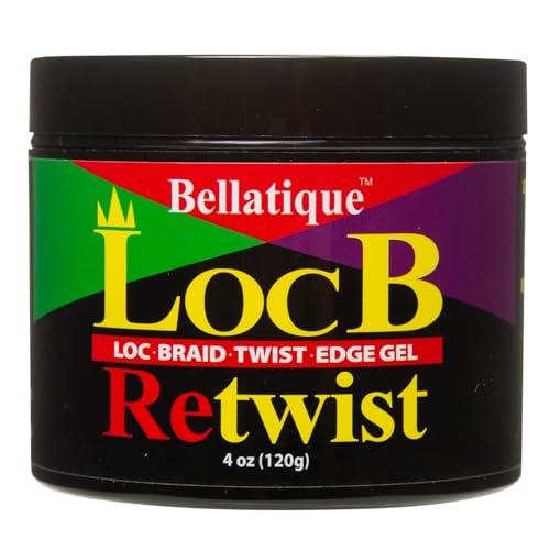 BELLATIQUE Loc B Retwist Haircare Gel - 4 oz, for Loc, Braid, Twist Styling - Ideal for Natural, Dry Hair