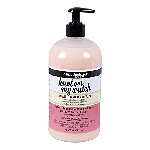 Aunt Jackie's Curls and Coils Knot On My Watch Coconut Shea Keratin Moisturizer, 24oz Large Family-Sized Pump Haircare, Instant Detangling Therapy for Natural Curls & Waves