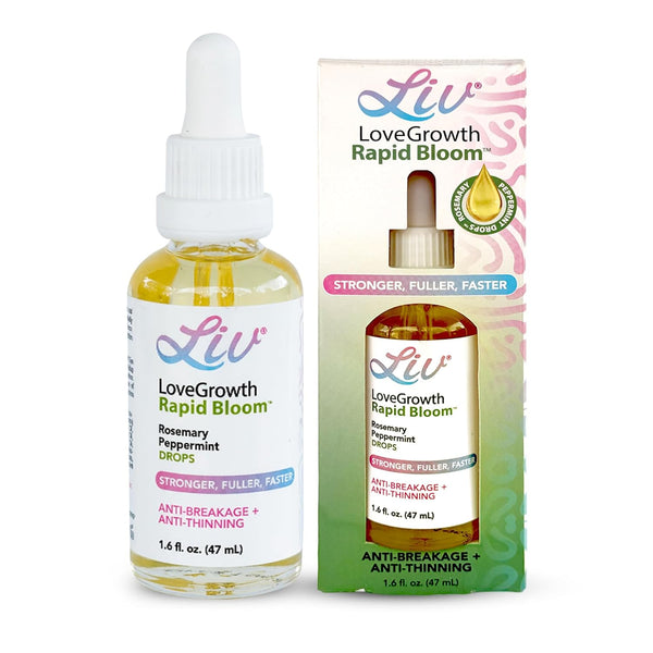 LIV LoveGrowth Rapid Bloom Scalp Nourishing Oil, Supports Healthy Hair Growth and Length Retention, Lightweight Non-Greasy Hair Growth Oil for Hair, Rosemary Peppermint Infused, 1.6 fl oz 47 mL