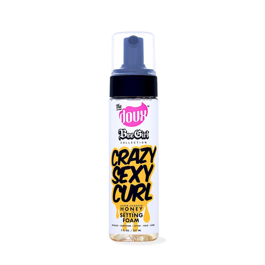The Doux CRAZYSEXYCURL Honey Foam Curl Cream & Setting Mousse - Haircare Product for Curly Hair, Heatless Overnight Curls, Frizz Control, Shine, Lightweight Hydrating Moisturizer with Aloe & Silk Amino Acids