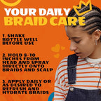 ALLDAY LOCKS Braid Spray Moisturizer - 12 oz Lightweight Frizz-Control Daily Haircare Foam for Braids, Dreadlocks, Hydrating Treatment for Women to Alleviate Itchy Dry Scalp, Moisturizing