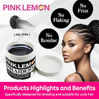 PINK LEMON Braiding Gel (5 oz) - Maximum Hold, No Flaking, Long Lasting Hold, High Shine. For Micro, Inter, Dread, Faux, Loc, Twist, Braid, Edge.