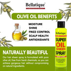 Bellatique Super Oil Sheen Spray (6.76 oz) – Haircare for Normal Hair, Super Shine, Lightweight, Hydrating, Anti-Frizz, Non-Greasy, Revitalizing, Soothing, Long-Lasting, Deep Conditioning, Strengtheni