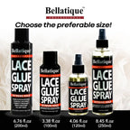 BELLATIQUE Lace Glue Spray (4.06 oz) - Extreme Hold. Edges Appear Natural, Humidity Resistant, Sweat Resistant, All Day Hold, Quick Drying, Flake Free, Easily Removed, Quick & Easy.